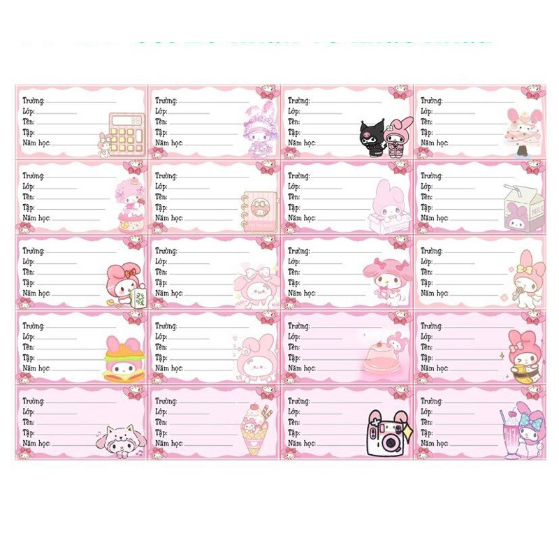 Nhãn vở My Melody 40 nhãn khác nhau / nhãn dán My melody cute dễ thương