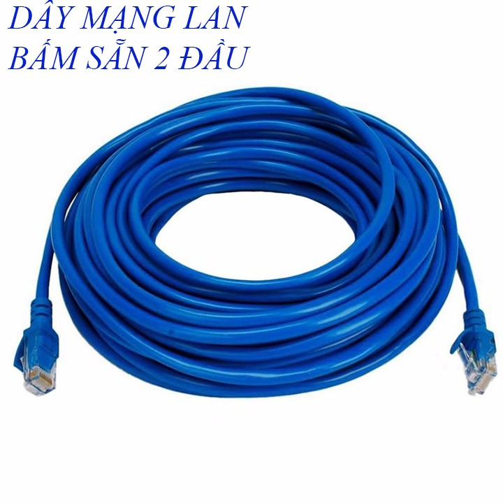 Cáp mạng internet/mạng LAN Cat 5E 50m 2 đầu bấm sẵn Dây Mạng Lan 50 MÉT Đúc Sẵn 2 Đầu Hạt Mạng