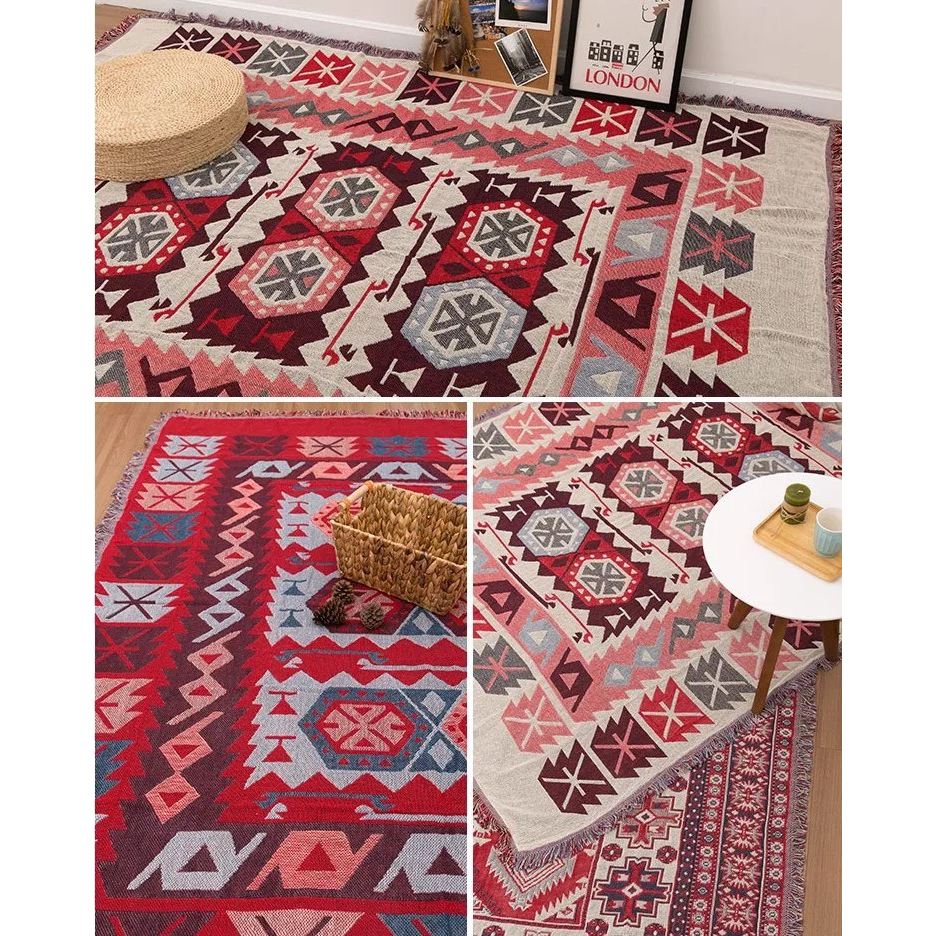Thảm trải ghế Thổ Cẩm Nhập Khẩu Họa Tiết Bắc Âu 180x130cm, 90x180cm, 90x90cm, Khăn trải bàn, thảm trải sàn đa năng