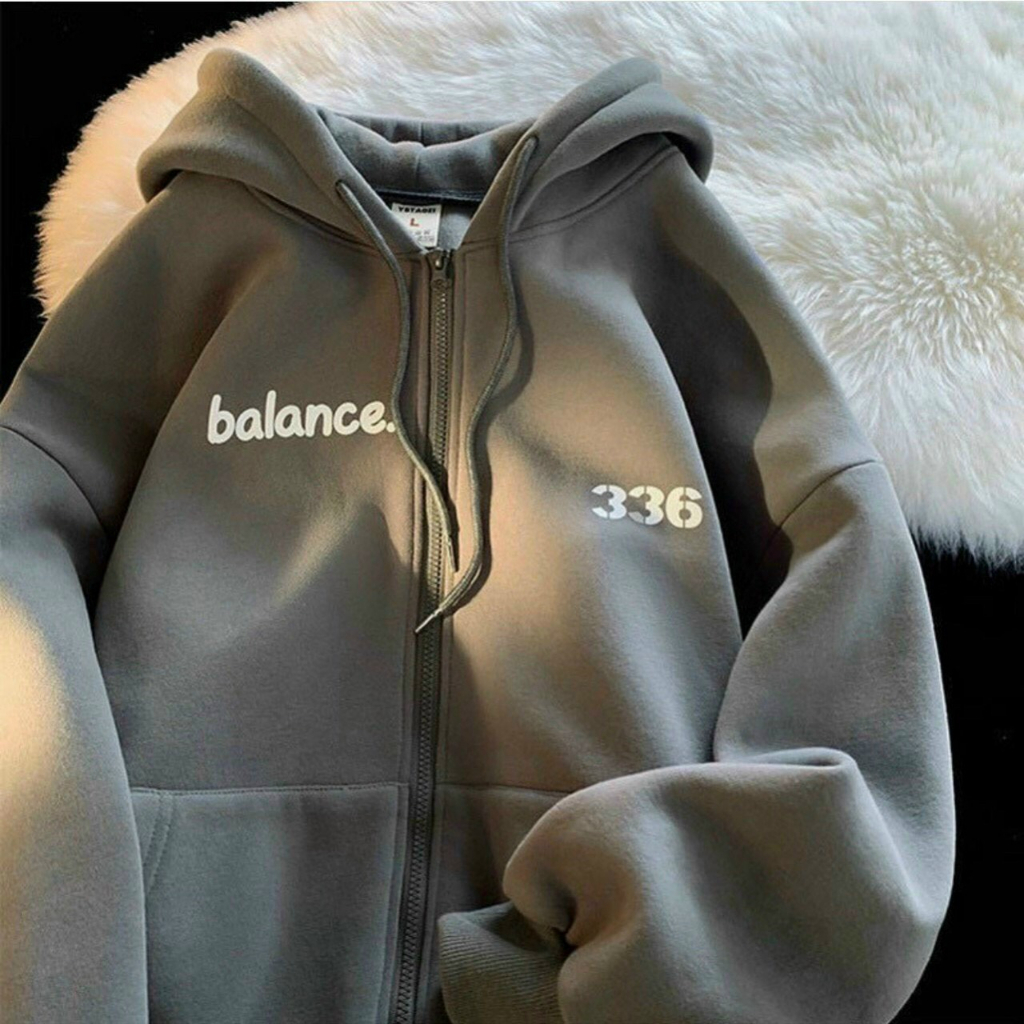 Áo hoodie nam in số 336 balance form rộng, áo khoác hoodie nữ chất nỉ bông nón 2 lớp HYPRETTY