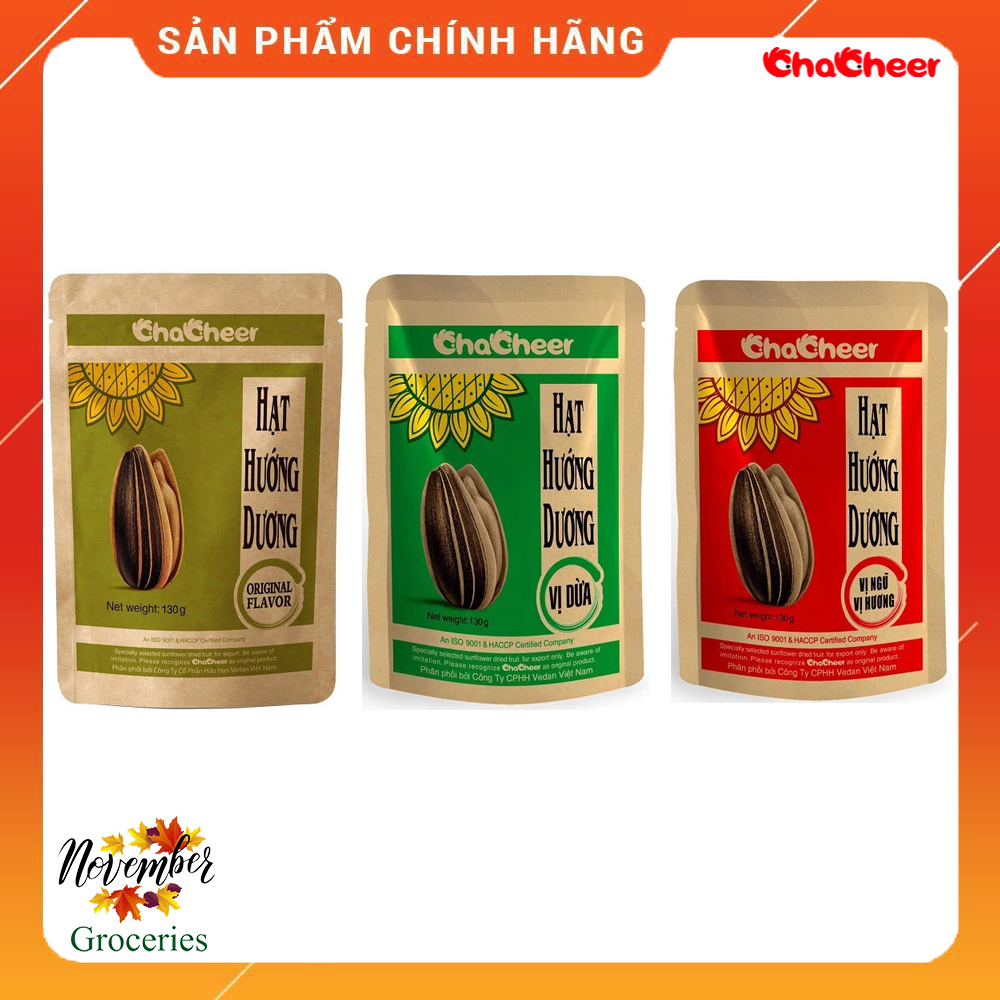 Hạt Hướng Dương Chacheer Vị Nguyên Bản | Vị Dừa | Vị Ngũ Vị Hương Gói 130 Gram – Tiệm Tạp Hóa Tháng 11 – 0909.1254.09