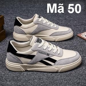 Giày Thể Thao Nam, Giày Vải Màu Be Phối Nỉ Đen Mã 50