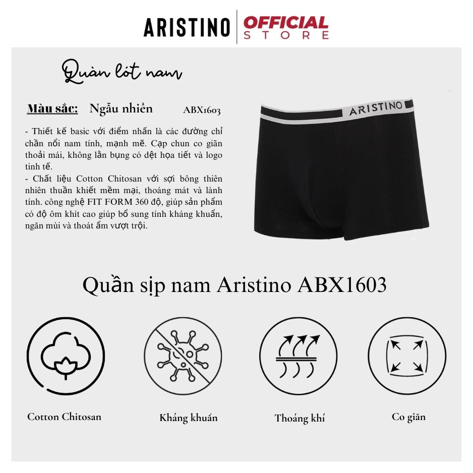 Quần lót đùi nam ARISTINO ABX1603 cotton cao cấp cạp chun phối màu logo dệt chìm mềm mịn siêu thoáng khử mùi diệt khuẩn