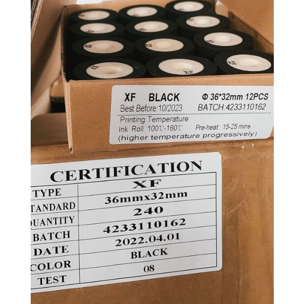 3 Cuộn mực nhiệt in date 36*32mm - dùng cho máy hàn miệng túi, máy đóng gói