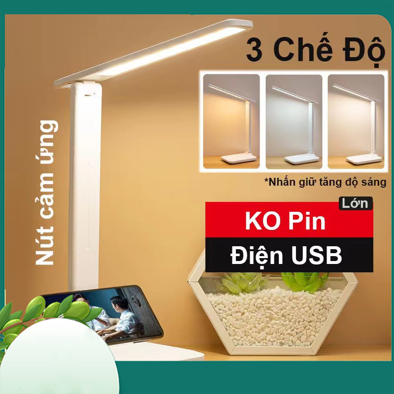 Caris Đèn bàn học đọc sách tích điện bảo vệ mắt cảm ứng 3 chế độ ánh sáng biến thiên,Đèn Học Chống Cận Gấp Gọn LED USB C