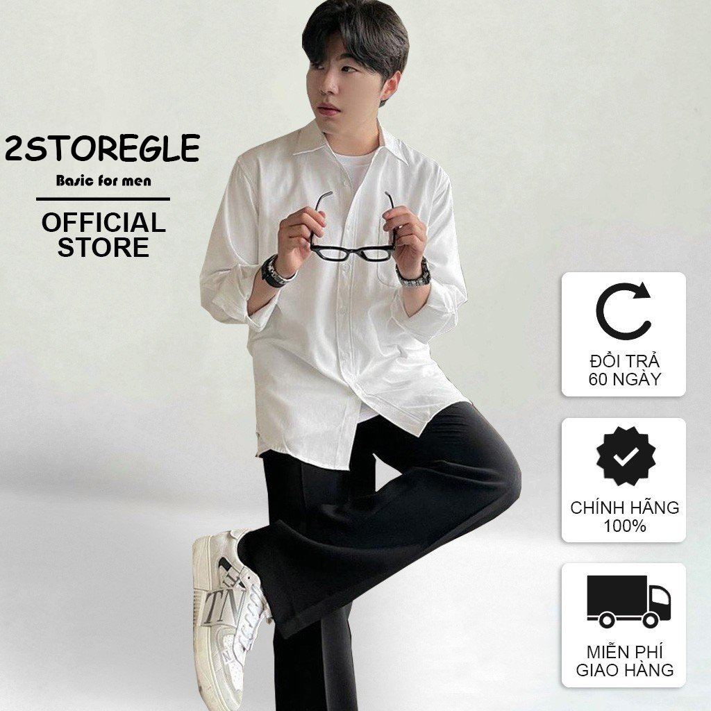 Áo Sơ Mi Nam Dài Tay Vải Lụa Oxford Kiểu Dáng Stripes Hàn Quốc Form Rộng Chất Đẹp Thời Trang 2STOREGLE Trẻ Trung