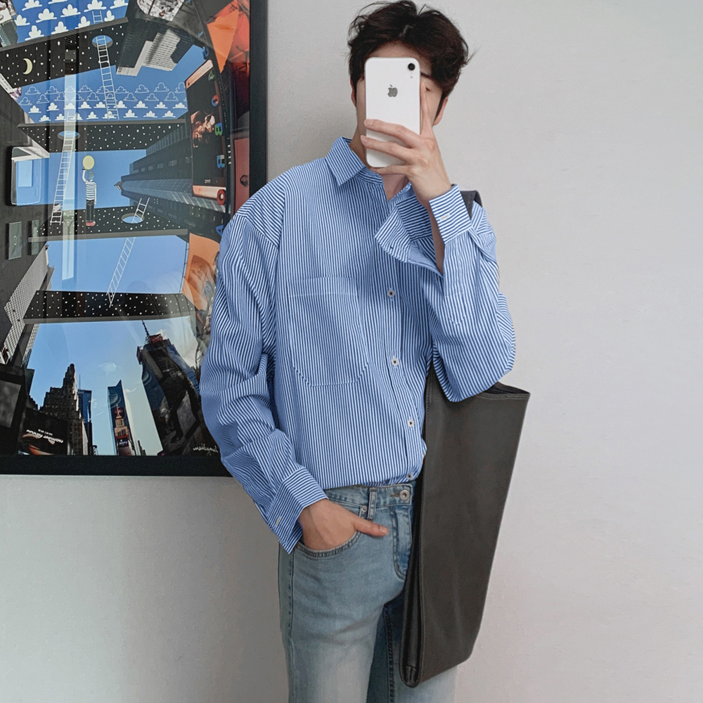 Áo Sơ Mi Nam Dài Tay Vải Lụa Oxford Kiểu Dáng Stripes Hàn Quốc Form Rộng Chất Đẹp Thời Trang 2STOREGLE Trẻ Trung