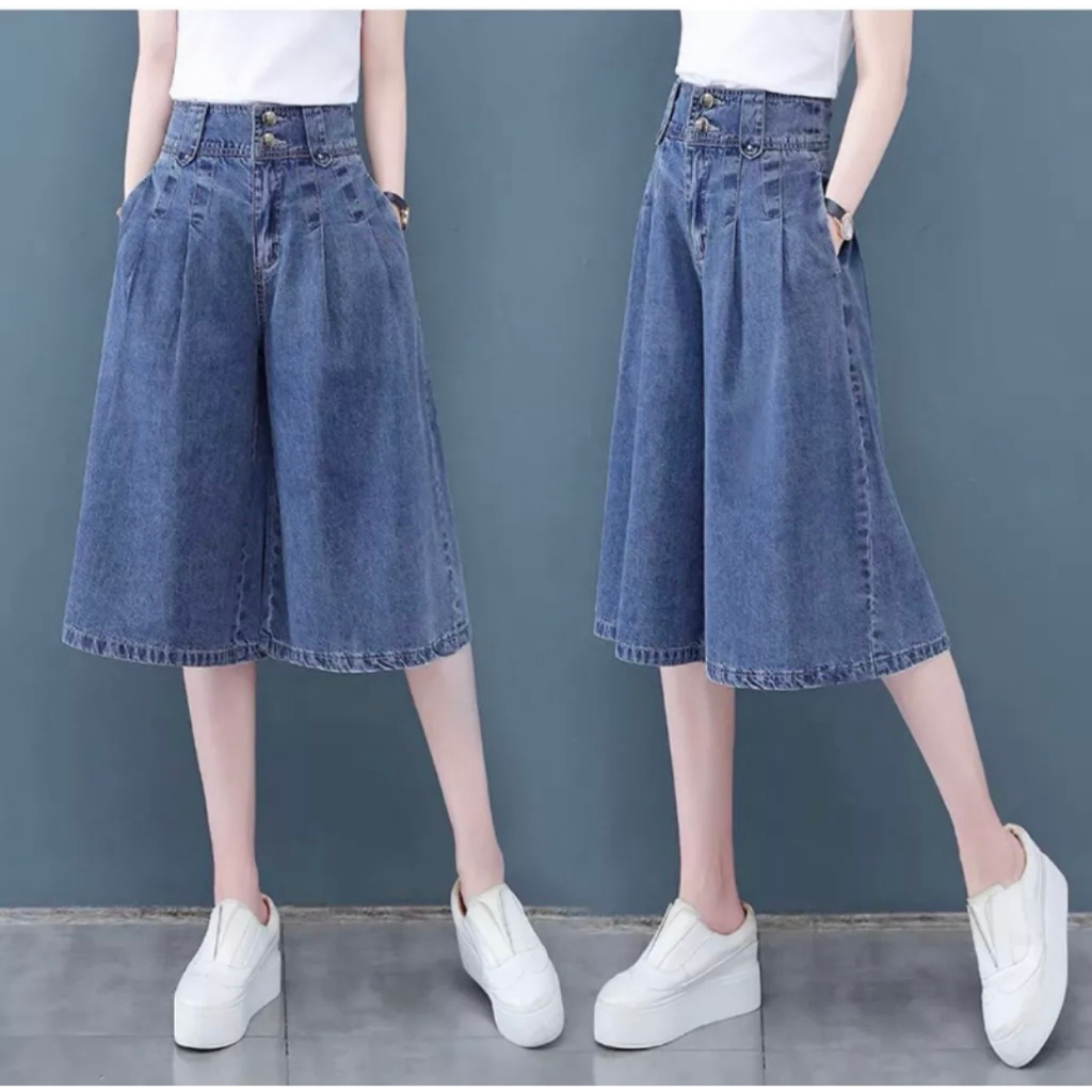 Quần jean nữ lửng / Quần bò nữ lửng cạp cao, ống rộng phong cách mới nhất từ 42- 68kg