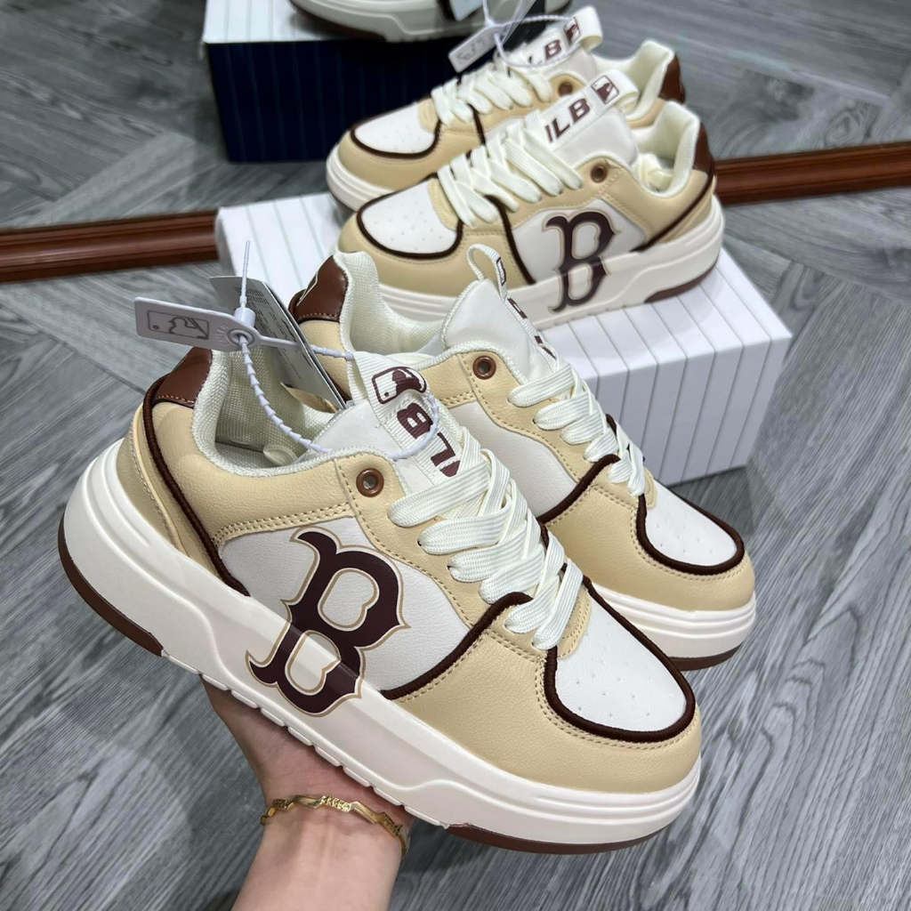 GIÀY THỂ THAO MLB Liner Chữ B Nâu Kem Cao Cấp, Giày Chunky Ofwhite Boston Nâu Mới -bản đẹp nhất-LAYST 2021