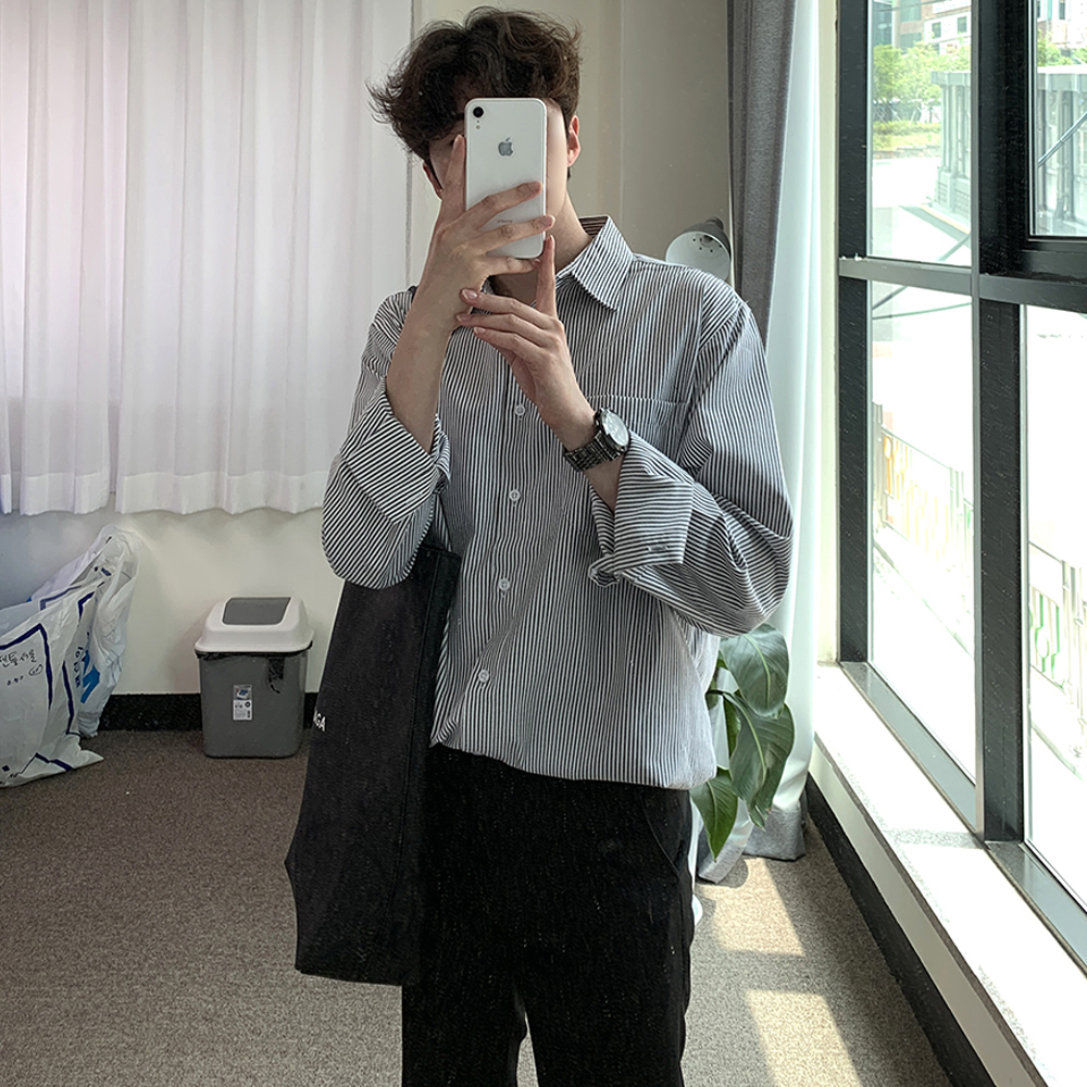 Áo Sơ Mi Nam Dài Tay Vải Lụa Oxford Kiểu Dáng Stripes Hàn Quốc Form Rộng Chất Đẹp Thời Trang 2STOREGLE Trẻ Trung