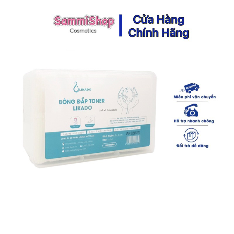 Bông tẩy trang x3 sạch sâu, siêu mềm mại Likado dạng hộp 150 miếng bông tự nhiên (6cm x 8cm)