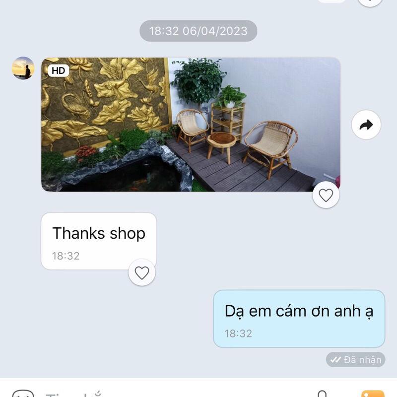 Bộ bàn ghế mây sò tự nhiên nhỏ gọn, tiện lợi phù hợp bộ cafe/ Ban công gia đình/ Homestay