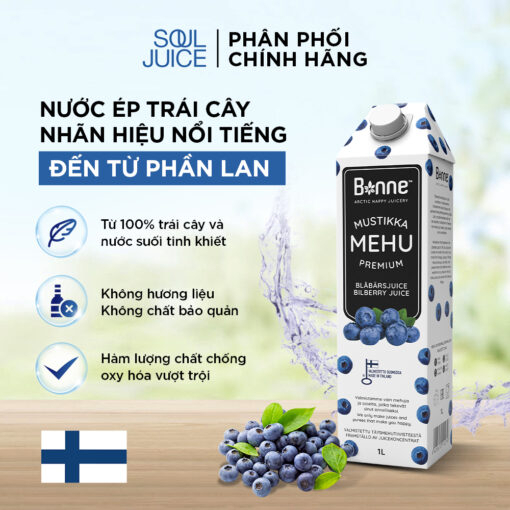 Nước ép quả Việt quất rừng 1 lít-nhập khẩu PHẦN LAN-THƯƠNG HIỆU BONNE-không chất bảo quản, không đường, không phụ gia.