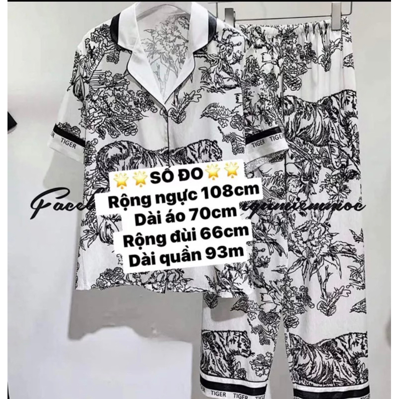 Bộ pijama lụa xước Quảng Châu cao cấp tay ngắn đen-xanh