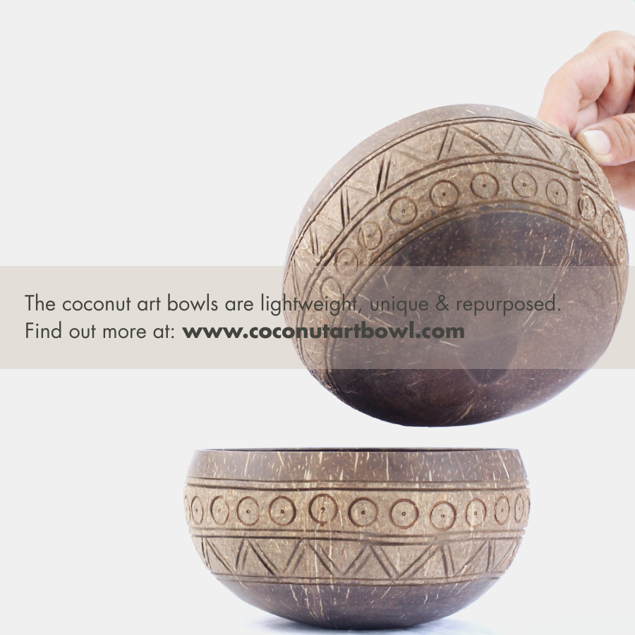 Tô/Bát gáo dừa khắc hoa văn - Hàng loại 1 Bến Tre