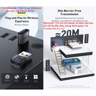 USB Bluetooth / thiết bị tạo bluetooth cho máy tính Baseus Wireless Adapter BA04