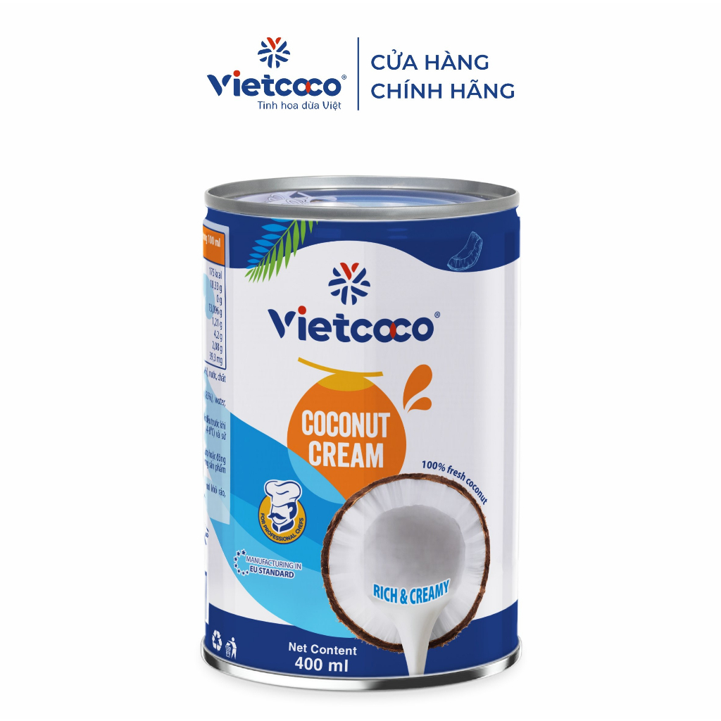 Gía sỉ ( 1 thùng 24 hộp) Nước cốt dừa Vietcoco coconut cream đóng hộp lon 400ml /160ml hoàn toàn tự nhiên ,date mới