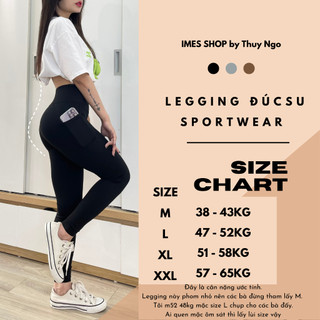 Quần Legging IMES BY CÁI THỦY cho nữ màu Đen có túi hông chất Đúc su kim cương cạp cao1888