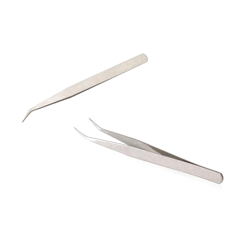 Set 2 nhíp bằng thép không gỉ gắp đá trang trí móng tay, nối mi giả