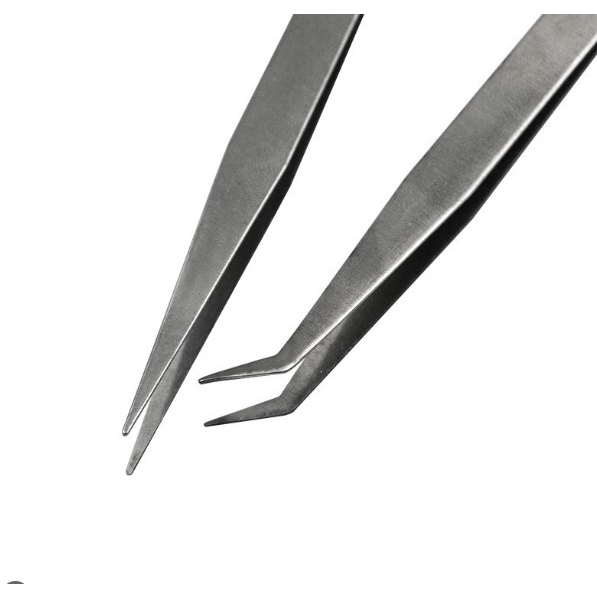 Set 2 nhíp bằng thép không gỉ gắp đá trang trí móng tay, nối mi giả