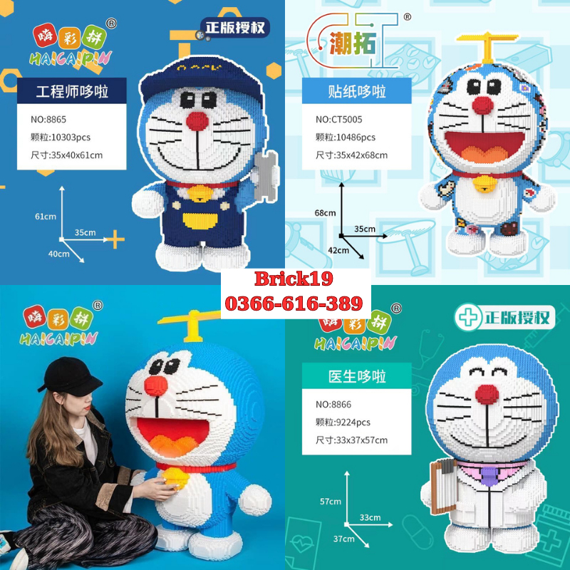 Lắp ráp Doraemon Size Lớn, Đồ chơi lego doremon 57cm-61-68-82cm, Doremon họa tiết 68cm Các mẫu mới 2023 Tặng Búa