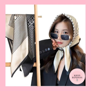 Khăn turban choàng cổ lụa vuông kể sọc size 70x70cm Khăn bandana làm áo