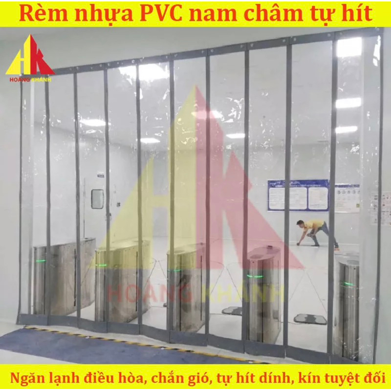 Rèm nhựa PVC nam châm tự hít dính, sản xuất theo yêu cầu (đầy đủ phụ kiện) Rèm ngăn lạnh trong suốt viền nam châm tự hít