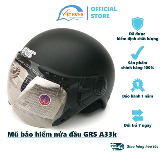 Mũ bảo hểm nửa đầu có kính cao cấp GRS A33K  - Vòng đầu 56-58cm - Nón bảo hiểm 1/2 đầu siêu xịn