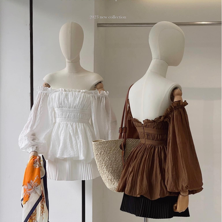 Áo Kiểu Tay Bồng Công Chúa,Áo Đầm Babydoll Hàng Thiết Kế Cao Cấp Chất Liệu Xốp Quảng Châu Thời Trang Nữ  MJP