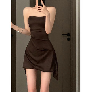 Đầm Cúp Ngực Lụa Satin Nhấn Eo Tôn Dáng