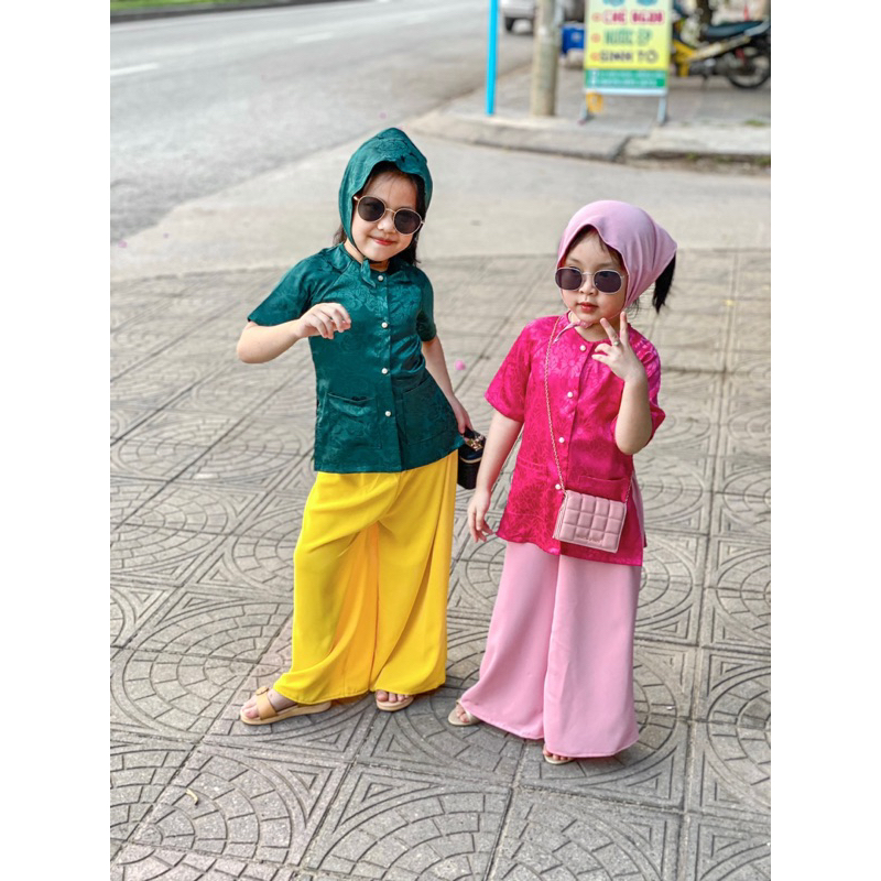 Bà ba cho bé gái chất gấm siêu đẹp KÈM khăn