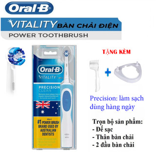 Bàn chải đánh răng điện tự động Oral-B Precision chải sạch hàng ngày + Tặng kèm nắp chụp đầu bàn chải.