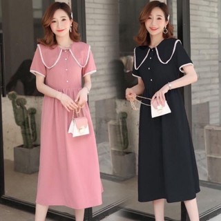Đầm thiết kế Mit Design 40kg_120kg mẫu hồng cổ sen kẹp ren bèo nhúm mặc đi làm đi chơi siêu xinh