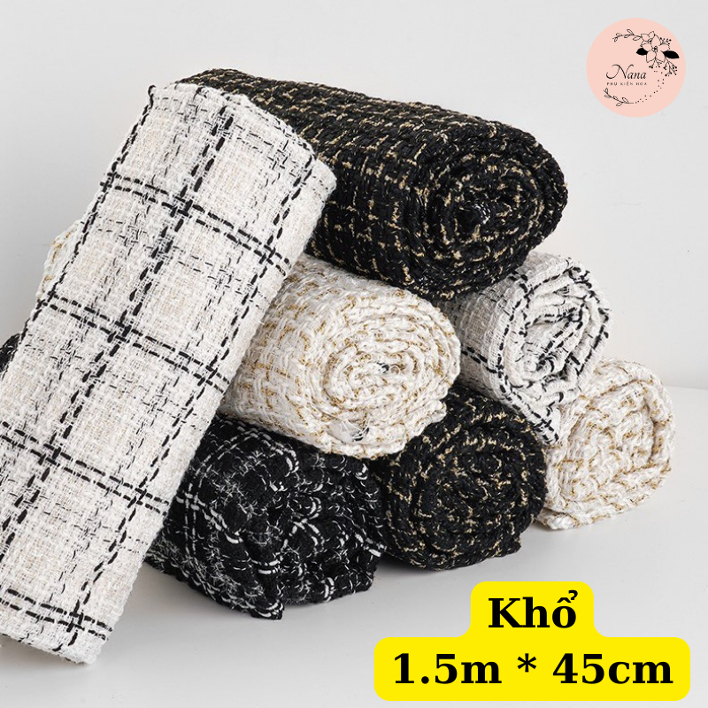 Vải dạ tweet kẻ sọc kẻ caro, Khổ to 1m5*45cm, Làm bó hoa tươi - hoa sáp - hoa bánh, Hot trend 2023