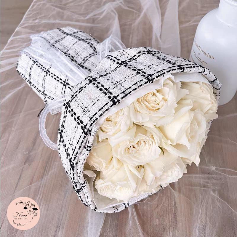 Vải dạ tweet kẻ sọc kẻ caro, Khổ to 1m5*45cm, Làm bó hoa tươi - hoa sáp - hoa bánh, Hot trend 2023