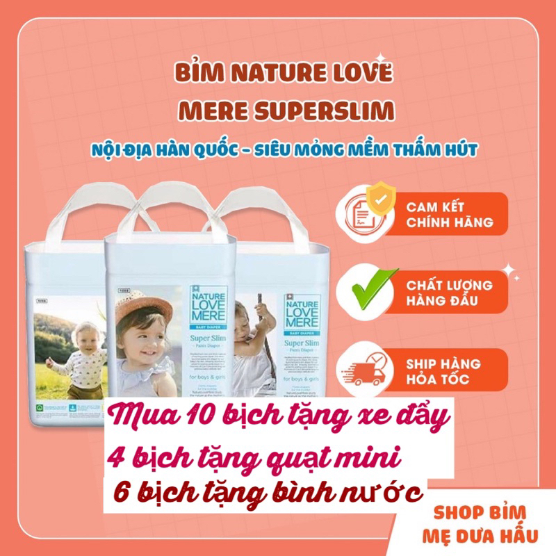 BỈM NATURE LOVE MERE SUPERSLIM NỘI ĐỊA HÀN QUỐC SIÊU MỎNG MỀM THẤM HÚT TỐT ĐỦ SIZE S26/M24/L22/XL20meduahaubimsua