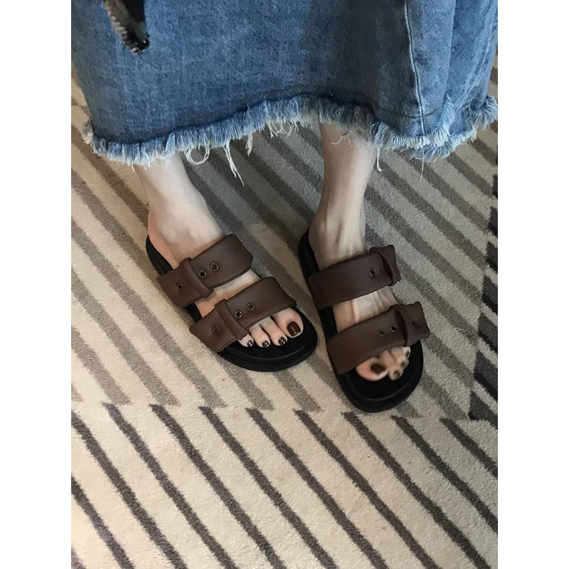 Dép lê hai quai ngang chất liệu da PU hàng quảng châu loại một