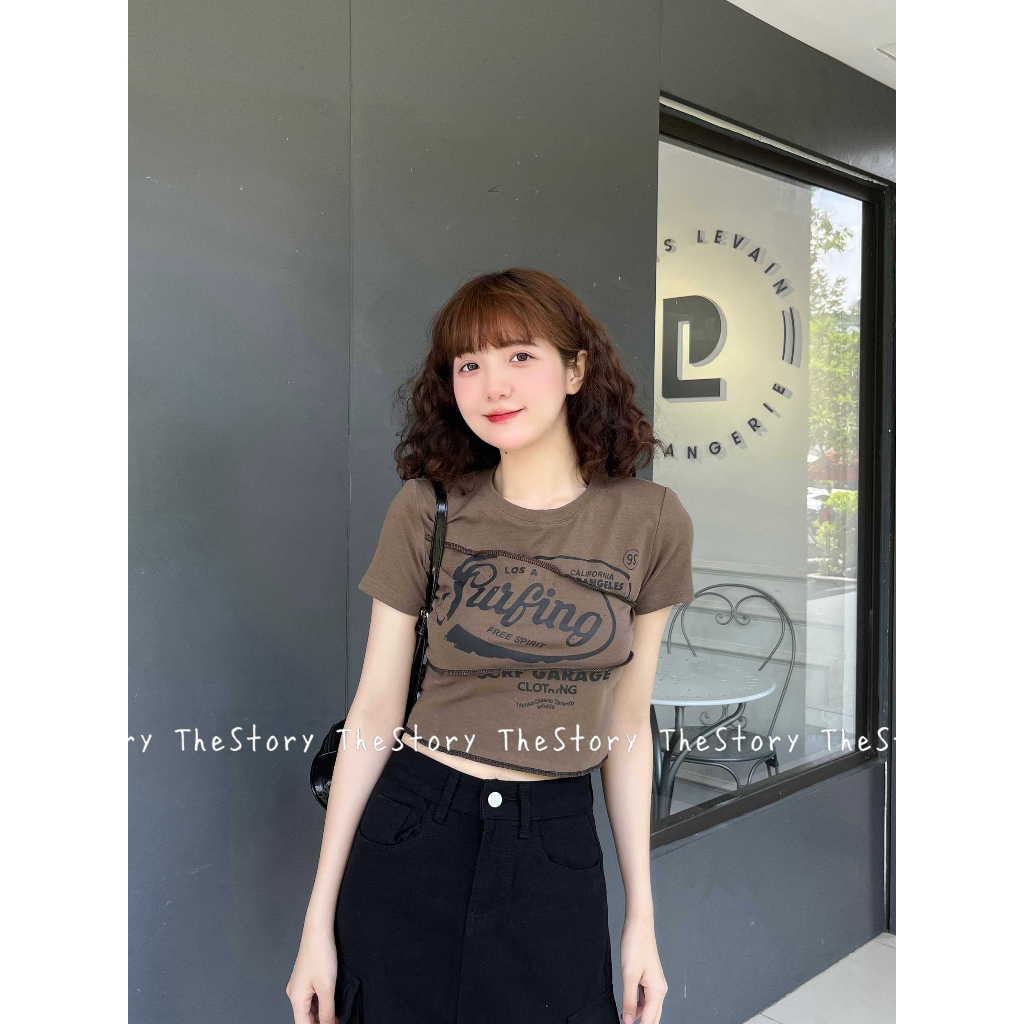 Áo thun croptop tay ngắn có chữ  A3039