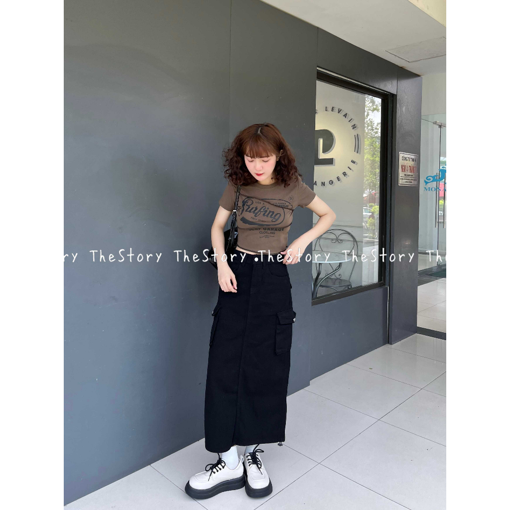 Chân váy dáng dài túi hộp  CV411