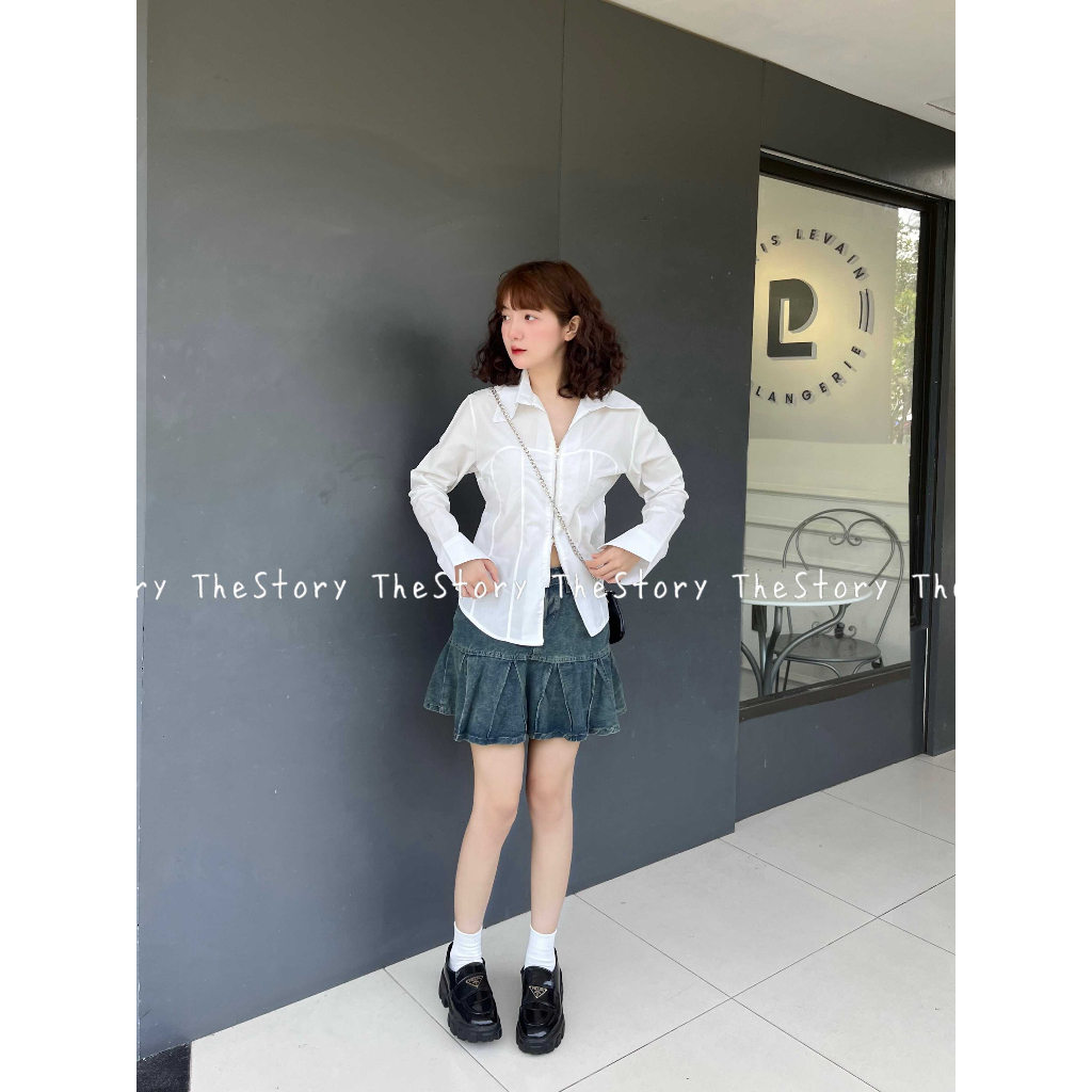 Áo sơ mi tay dài dáng hơi ôm khoá zip  A3103