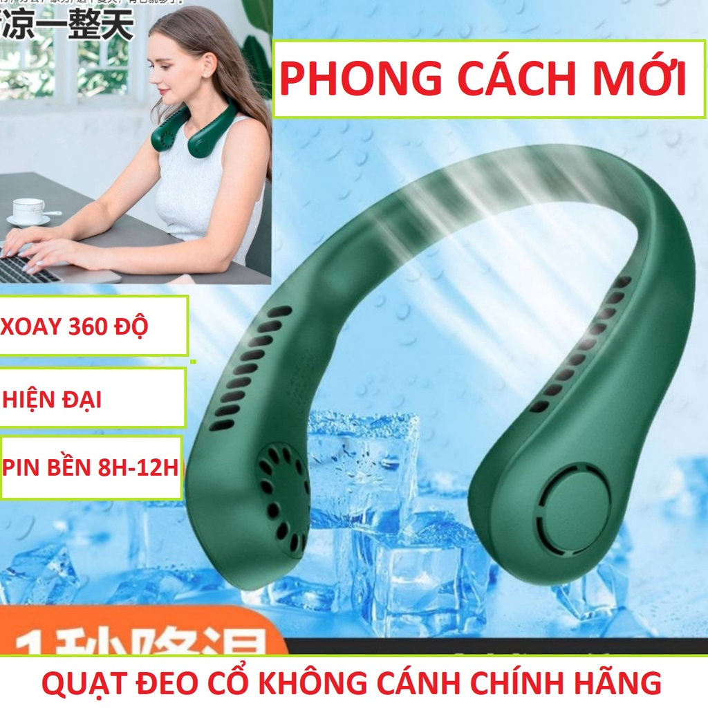 Quạt đeo cổ mini, quạt không cánh tích điện tiện lợi, thời trang, dáng thể thao siêu phẩm mùa hè 2023 A18