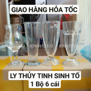 Ly Sinh Tố Thủy Tinh Ngấn Sọc Tuy Lip 300ml bộ 6 chiếc ly cafe ly trà hoa quả