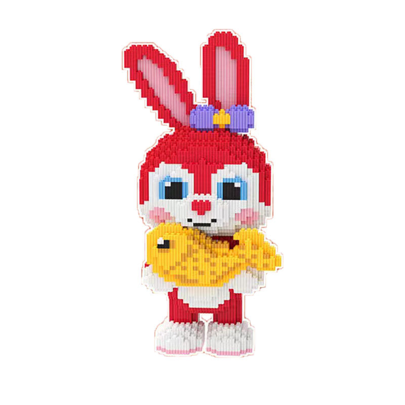 Lego thỏ thần tài cao 38cm dễ thương, lắp ráp mô hình, đồ chơi trí tuệ