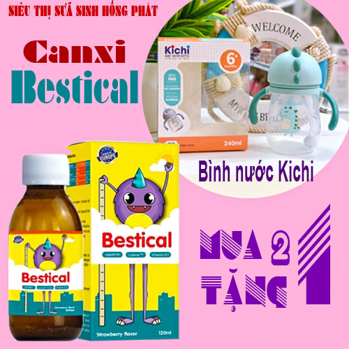 Combo 2 lọ Canxi Bestical 120ml - Bổ sung Canxi sinh học, vitamin D3, K2 hỗ trợ xương chắc khỏe, phát triển chiều cao ch