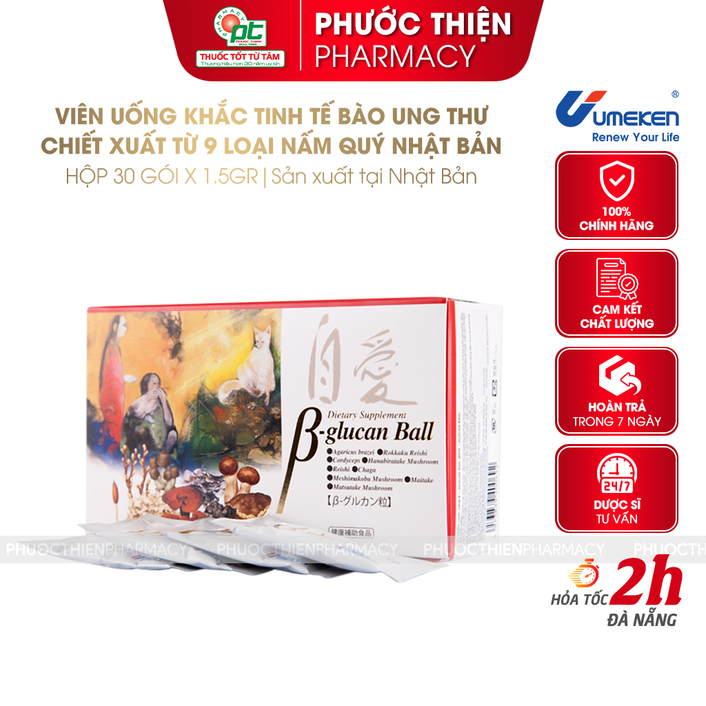 Beta Glucan Ball Umeken Tăng Đề Kháng, Tăng Cường Hệ Miễn Dịch Phòng Chống Ung Thư 30 Gói