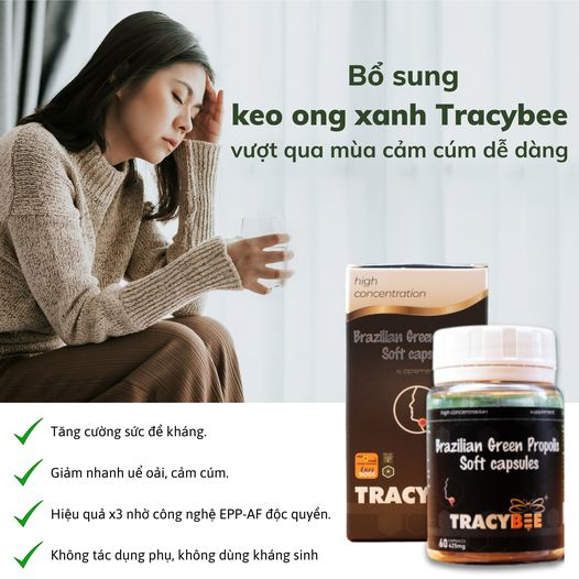 Viên keo ong xanh Brazil TracyBee - propolis tăng đề kháng, miễn dịch, ngăn ngừa vết loét, làm lành vết thương