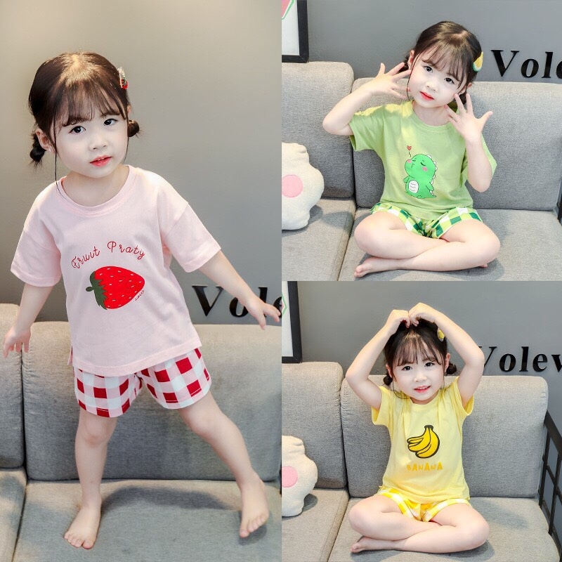 Bộ Caro hè ngắn tay Minky Mom bé gái chất Cotton siêu thoáng mát