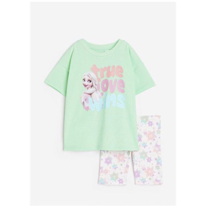 (H&M CHÍNH HÃNG) Bộ cộc quần legging Elsa bé gái