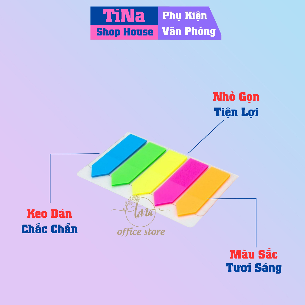 Giấy Note Ghi Chú 5 Màu Đánh Dấu Trang [KHÔNG THẤM NƯỚC] - Giấy Phân Trang Phong Cách Hàn Quốc Tiện Dụng