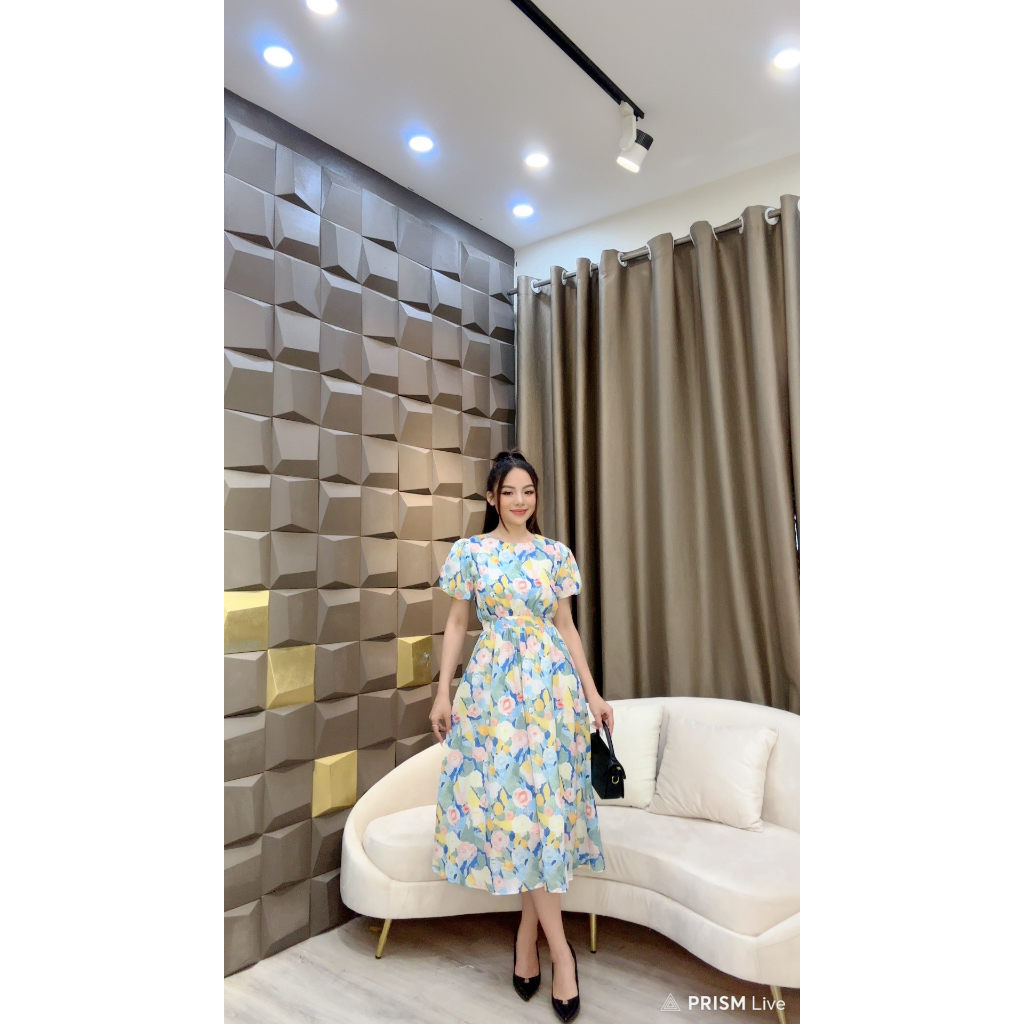 Váy tơ hoa tkcc che dấu bụng - v29